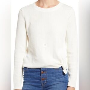 Madewell Elwood Long Sleeve Knot Front Ribbed Top in White Size Medium